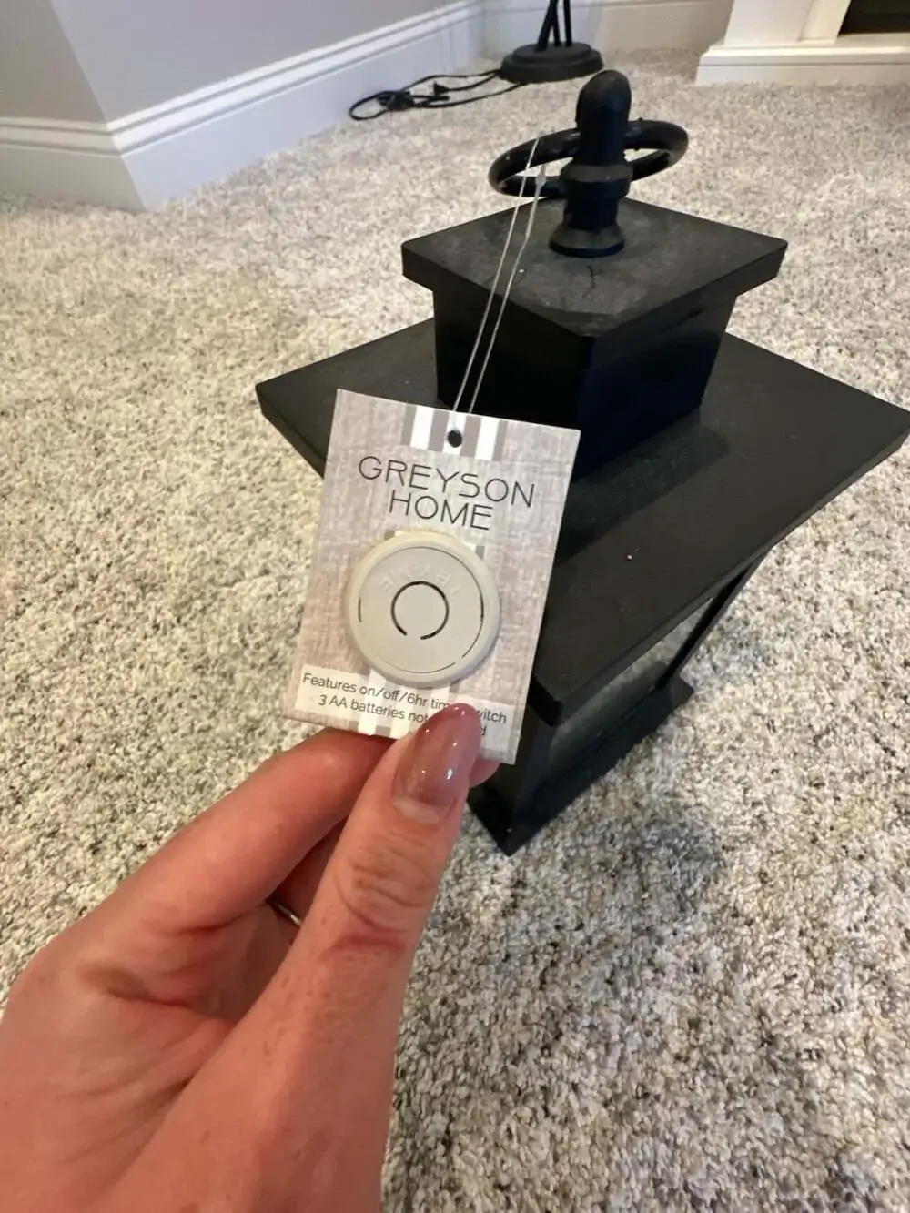 Greyson Home Battery-Operated LED Fireplace Lantern with Timer
